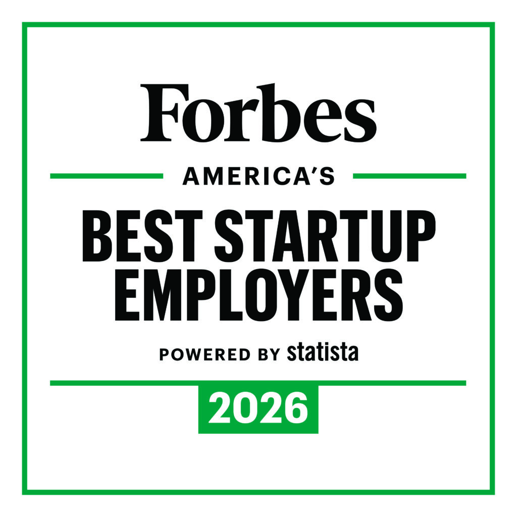 Forbes 2026 America's Best Startup Employers award badge, powered by Statista